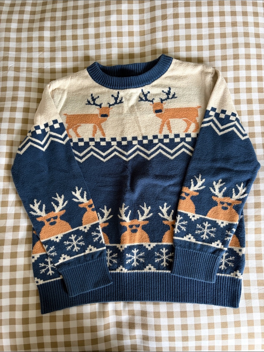 Andy & Evan Navy, Cream & Orange Reindeer Fair Isle Sweater